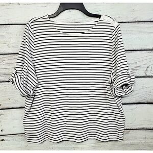 CJ Banks 2x  White Navy Stripe Top